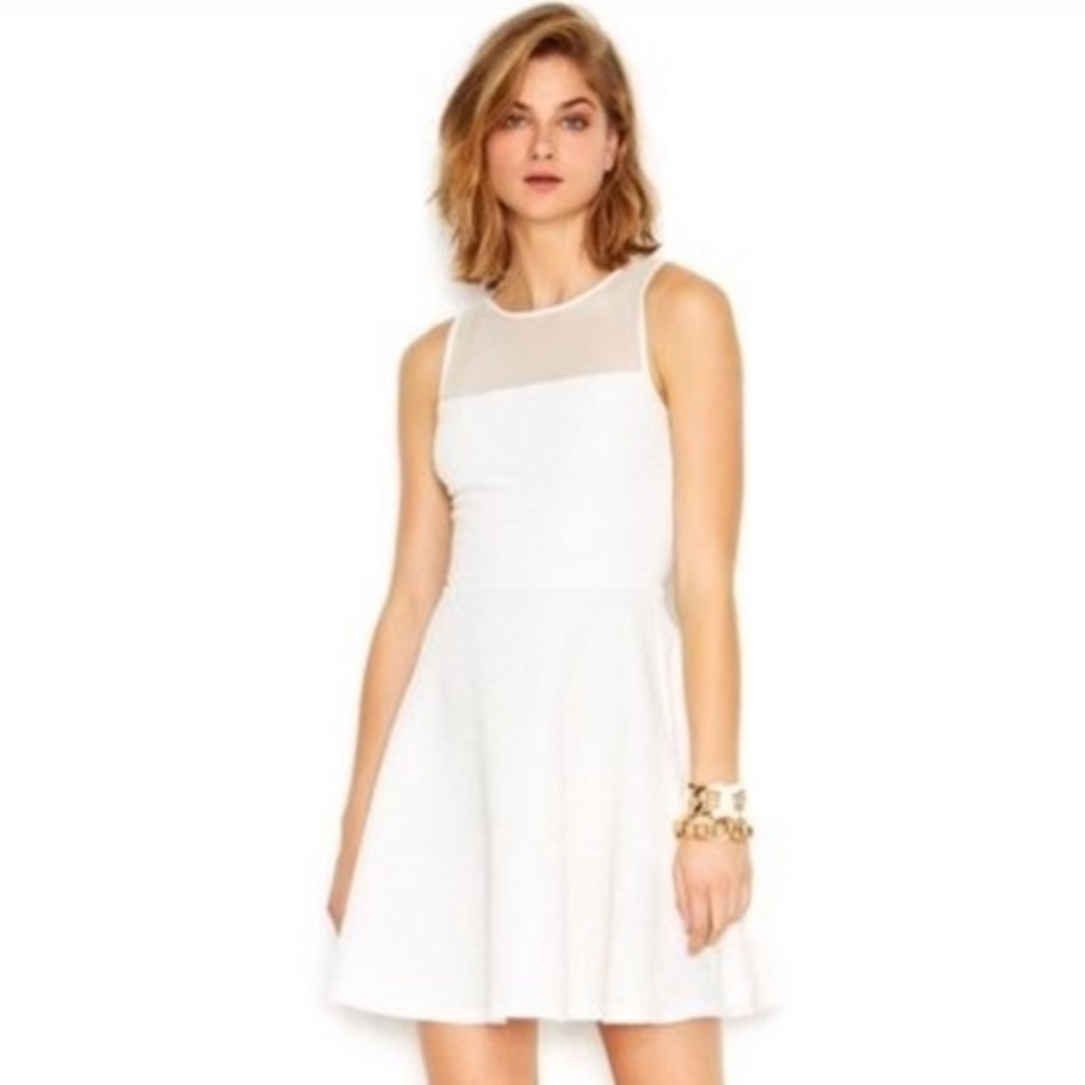 Bar III White w/ Gold Glitz & Mesh Cocktail Dress